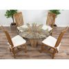 1.2m Reclaimed Teak Flute Root Circular Dining Table with 4 Santos Dining Chairs  - 5