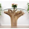 1.2m Reclaimed Teak Flute Root Circular Dining Table with 4 Windsor Ring Back Dining Chairs - 11