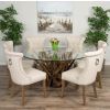 1.5m Reclaimed Teak Root Piece Circular Dining Table with 6 Windsor Ring Back Chairs - 6