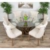 1.5m Reclaimed Teak Root Piece Circular Dining Table with 6 Windsor Ring Back Chairs - 8