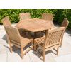 1.2m Teak Hexagonal Folding Table with 6 Marley Chairs - 2