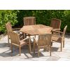 1.2m Teak Hexagonal Folding Table with 6 Marley Chairs - 5