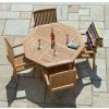 1.2m Teak Octagonal Folding Table with 4 Marley Chairs / Armchairs - 4