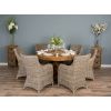 1.2m Reclaimed Teak Circular Pedestal Dining Table with 6 Donna Armchairs - 0