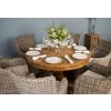 1.2m Reclaimed Teak Circular Pedestal Dining Table with 6 Donna Armchairs - 1