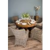 1.2m Reclaimed Teak Circular Pedestal Dining Table with 6 Donna Armchairs - 3