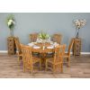 1.2m Reclaimed Teak Circular Pedestal Dining Table With 6 Santos Dining Chairs - 0
