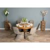 1.2m Reclaimed Teak Circular Pedestal Dining Table with 6 Stackable Zorro Chairs - 0