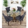 1.2m Reclaimed Teak Flute Root Circular Dining Table with 4 Windsor Ring Back Dining Chairs - 3