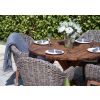 1.2m Reclaimed Teak Outdoor Open Slatted Dartmouth Table with 4 Scandi Armchairs - 7