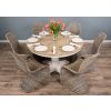 1.3m Country Pedestal Dining Table with 6 Stackable Zorro Chairs - 1
