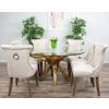 1.5m Reclaimed Teak Root Circular Dining Table with 6 Natural Windsor Ring Back Dining Chairs - 3