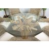 1.5m Reclaimed Teak Flute Root Circular Dining Table with 6 Donna Armchairs - 4