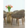 1.5m Reclaimed Teak Flute Root Circular Dining Table with 6 Scandi Armchairs  - 6