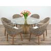 1.5m Reclaimed Teak Flute Root Circular Dining Table with 6 Scandi Armchairs  - 2