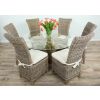 1.5m Reclaimed Teak Flute Root Circular Dining Table with 6 Latifa Chairs - 2
