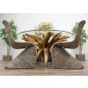 1.5m Reclaimed Teak Root Circular Dining Table with 6 Stackable Zorro Chairs  - 1