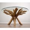 1.5m Reclaimed Teak Root Circular Dining Table with 6 Stackable Zorro Chairs  - 8