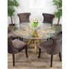 1.5m Reclaimed Teak Root Circular Dining Table with 6 Velveteen Ring Back Dining Chairs - 4