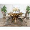 1.5m Reclaimed Teak Root Circular Dining Table with 6 Stackable Zorro Chairs  - 2