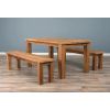 1.6m Reclaimed Teak Mexico Dining Table with 2 Backless Benches - 1