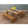 1.6m Reclaimed Teak Mexico Dining Table with 2 Backless Benches - 0