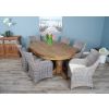 1.8m Reclaimed Teak Oval Pedestal Dining Table with 6 Donna Armchairs - 0