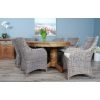 1.8m Reclaimed Teak Oval Pedestal Dining Table with 6 Donna Armchairs - 1