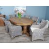 1.8m Reclaimed Teak Oval Pedestal Dining Table with 6 Donna Armchairs - 2