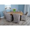 1.8m Reclaimed Teak Oval Pedestal Dining Table with 6 Donna Armchairs - 3