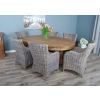 1.8m Reclaimed Teak Oval Pedestal Dining Table with 6 Donna Armchairs - 4