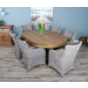 1.8m Reclaimed Teak Oval Pedestal Dining Table with 6 Donna Armchairs - 5