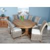 1.8m Reclaimed Teak Oval Pedestal Table with 6 Latifa Dining Chairs - 0