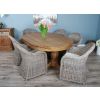 1.8m Reclaimed Teak Oval Pedestal Dining Table with 6 Riviera Chairs - 2