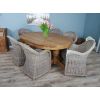 1.8m Reclaimed Teak Oval Pedestal Dining Table with 6 Riviera Chairs - 4