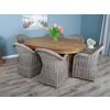 1.8m Reclaimed Teak Oval Pedestal Dining Table with 6 Riviera Chairs - 5