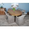 1.8m Reclaimed Teak Oval Pedestal Dining Table with 6 Riviera Chairs - 7