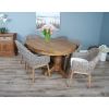 1.8m Reclaimed Teak Oval Pedestal Dining Table with 6 Scandi Armchairs  - 0