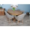 1.8m Reclaimed Teak Oval Pedestal Dining Table with 6 Scandi Armchairs  - 6