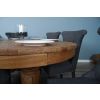 1.8m Reclaimed Teak Oval Pedestal Dining Table with 6 Windsor Ring Back Chairs  - 3