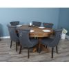 1.8m Reclaimed Teak Oval Pedestal Dining Table with 6 Windsor Ring Back Chairs  - 4