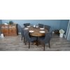 1.8m Reclaimed Teak Oval Pedestal Dining Table with 6 Windsor Ring Back Chairs  - 5