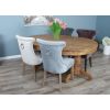 1.8m Reclaimed Teak Oval Pedestal Dining Table with 6 Windsor Ring Back Chairs  - 1