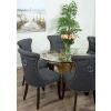 1.2m Reclaimed Teak Flute Root Circular Dining Table with 4 Windsor Ring Back Dining Chairs - 10
