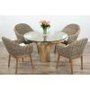 1.2m Reclaimed Teak Flute Root Circular Dining Table with 4 Scandi Armchairs - 4