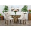 1.2m Reclaimed Teak Flute Root Circular Dining Table with 4 Windsor Ring Back Dining Chairs - 5