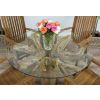 1.2m Reclaimed Teak Flute Root Circular Dining Table with 4 Vikka Armchairs - 0
