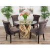 1.2m Java Root Circular Dining Table with 4 Velveteen Ring Back Dining Chairs  - 2