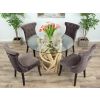 1.2m Java Root Circular Dining Table with 4 Velveteen Ring Back Dining Chairs  - 0
