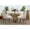 1.2m Reclaimed Teak Flute Root Circular Dining Table with 4 Windsor Ring Back Dining Chairs - 7